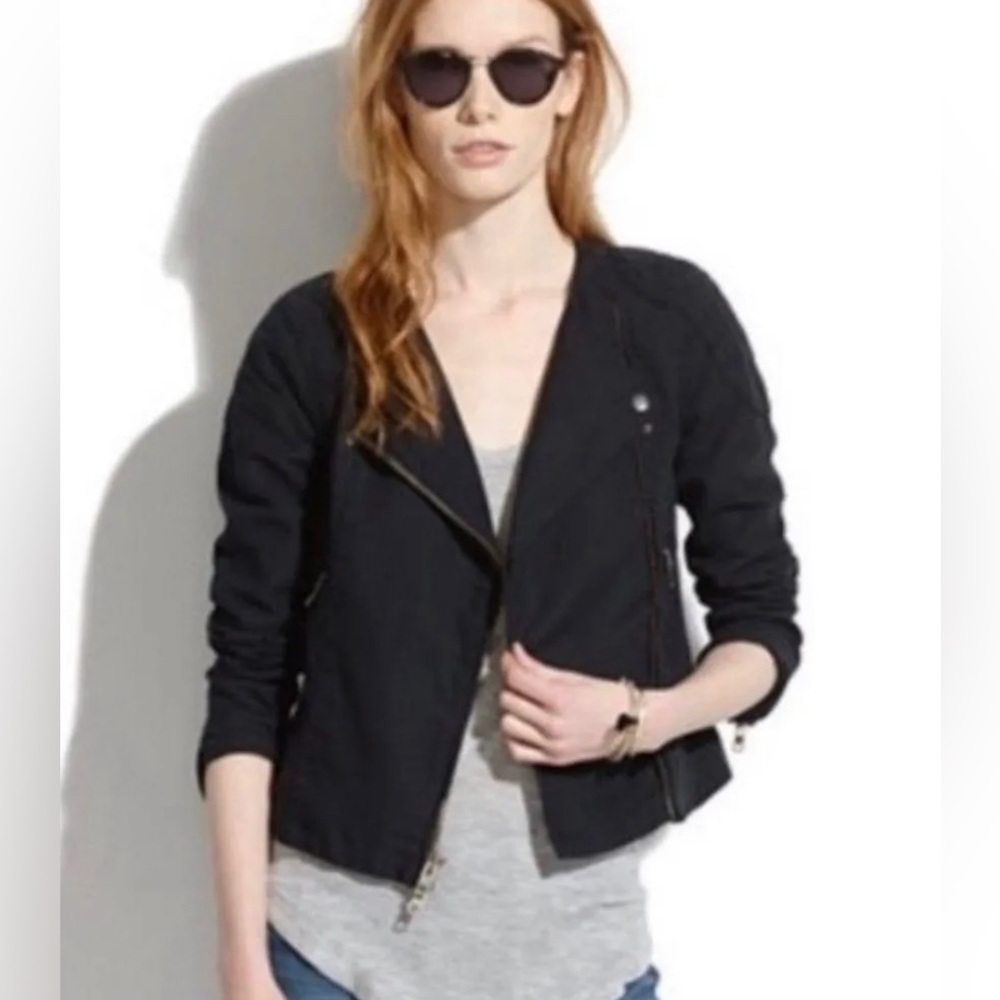 Madewell Sidecar Quilted Biker Jacket Black Size XS
